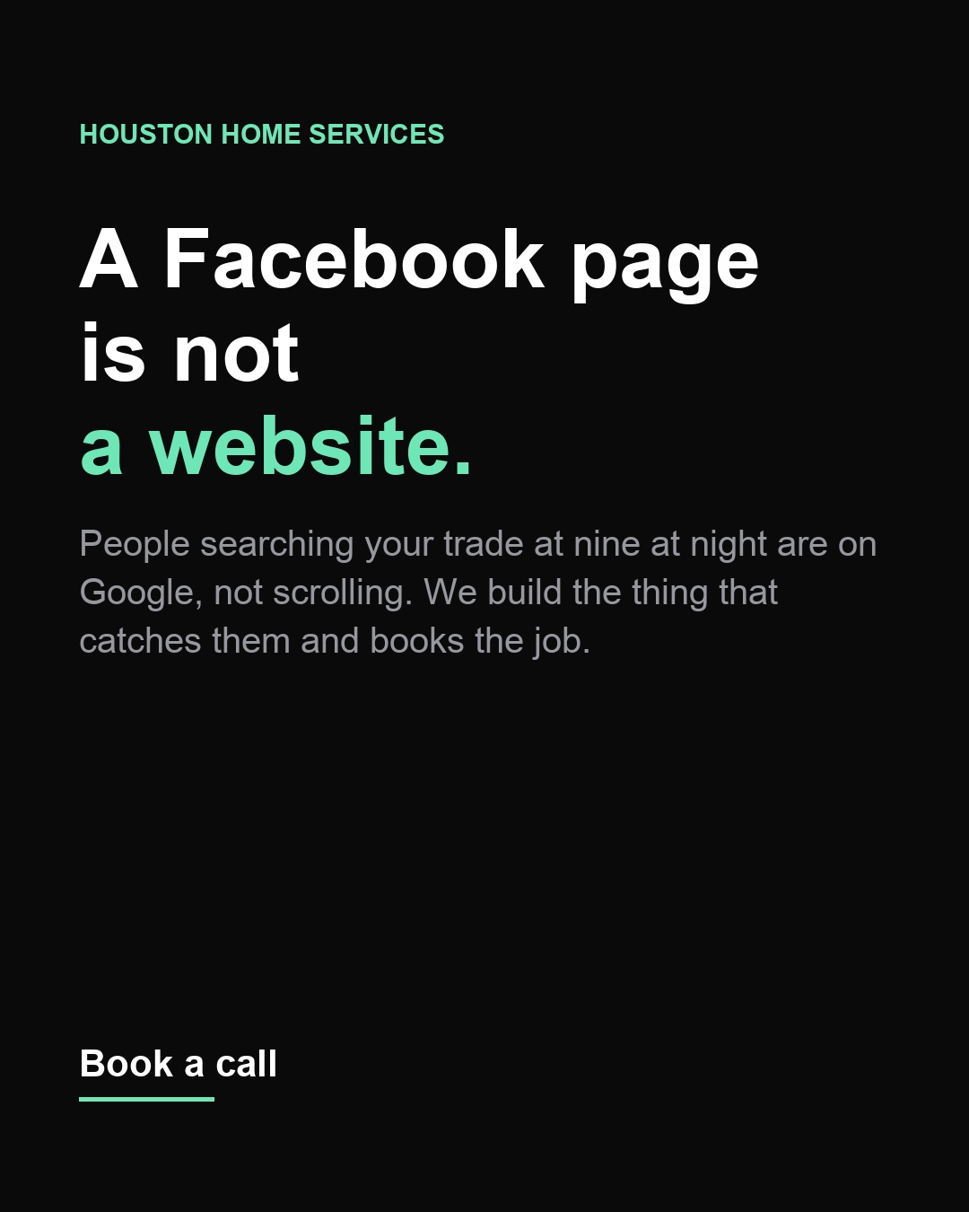 Text card ad: A Facebook page is not a website