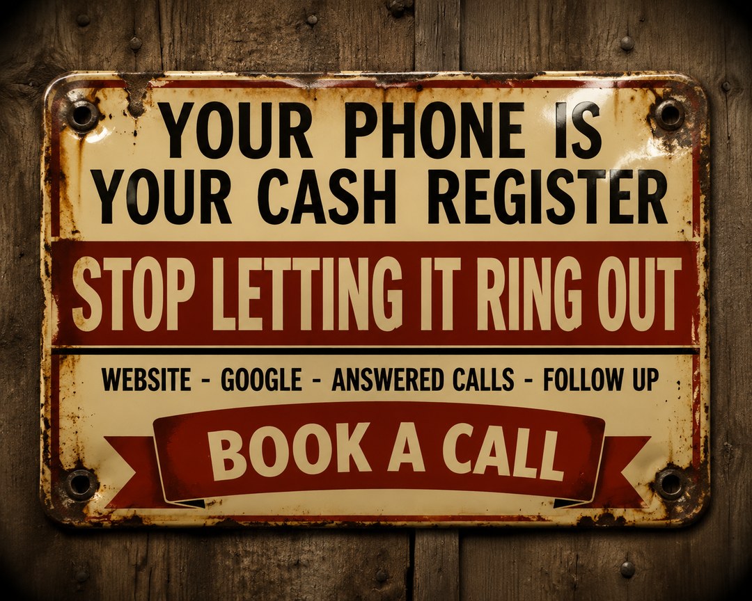 Tin sign ad: Your phone is your cash register, stop letting it ring out