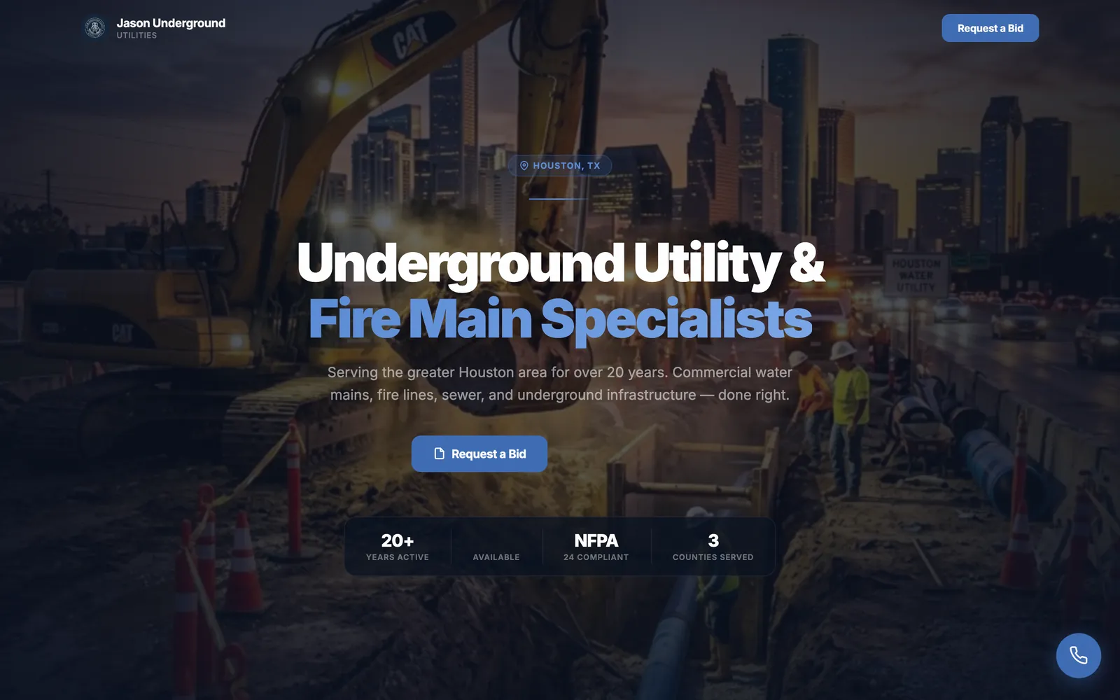 The Jason Underground Utilities website homepage