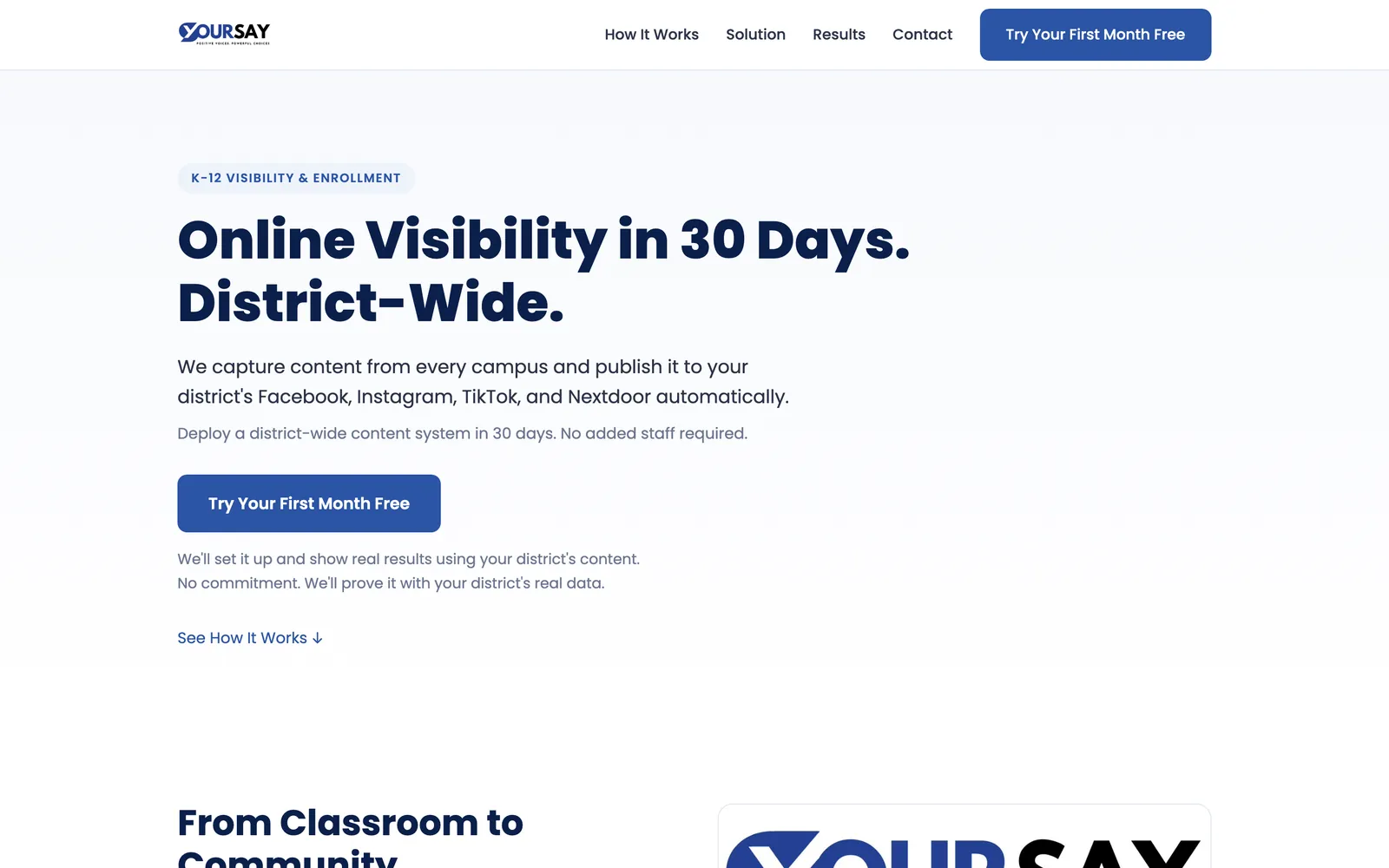 The YourSay website homepage